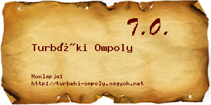 Turbéki Ompoly névjegykártya